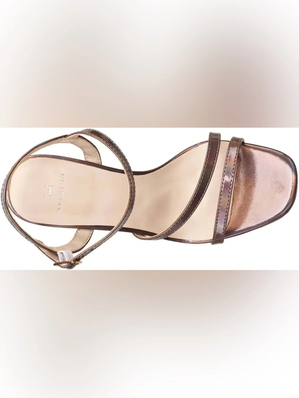 Halston Iridescent Pewter Platform Sandals. NIB. Size: 9.  Asking; $49.